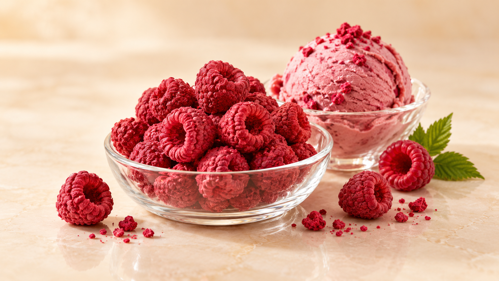 Whole Freeze-Dried Raspberries for commercial food production