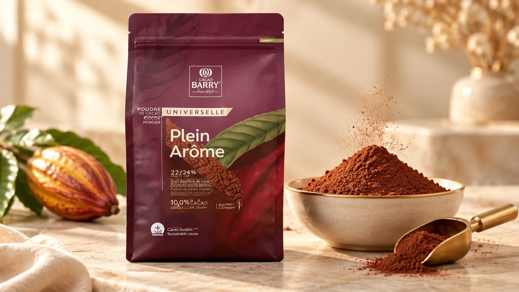 Plein Arôme Cocoa Powder (22/24% Fat) for commercial food production