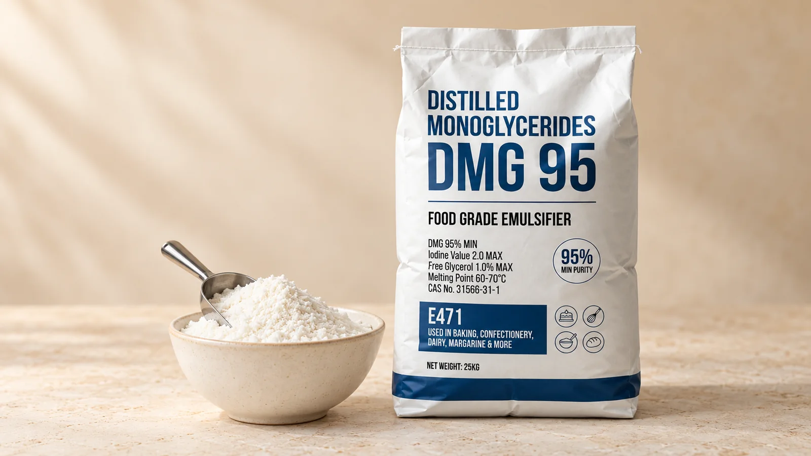 Distilled Monoglycerides (DMG) for commercial food production